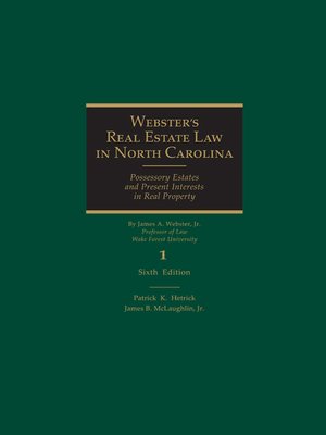 cover image of Webster's Real Estate Law in North Carolina